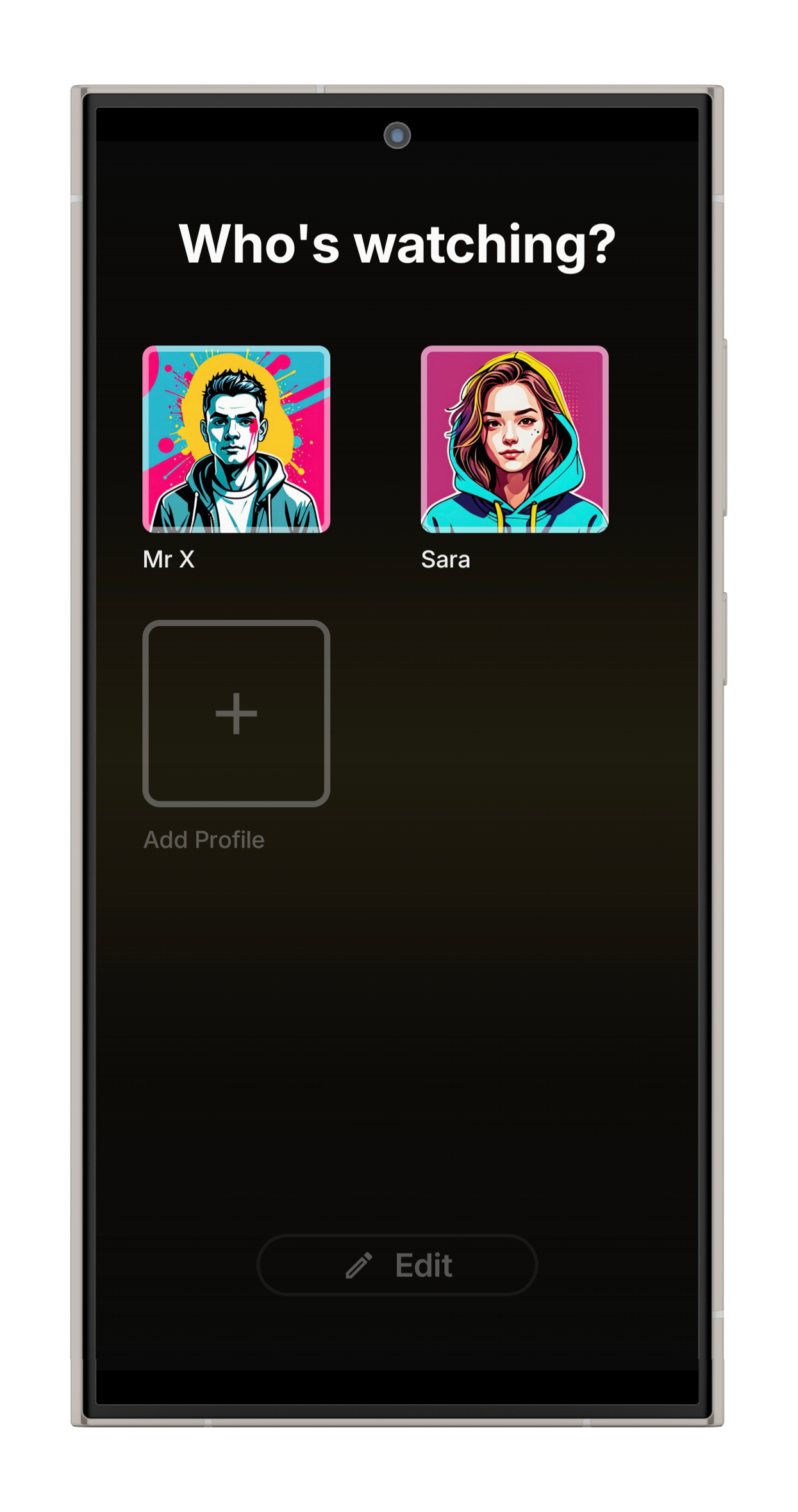 User profile picker screen